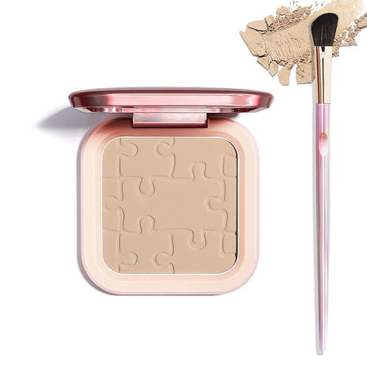 Cream Contour Powder Palette Kit with Brush & Mirror, Matte Bronzer Cool Toned Contour Powder Palette for Face Sculpting Makeup (#C01 Soft Grey)