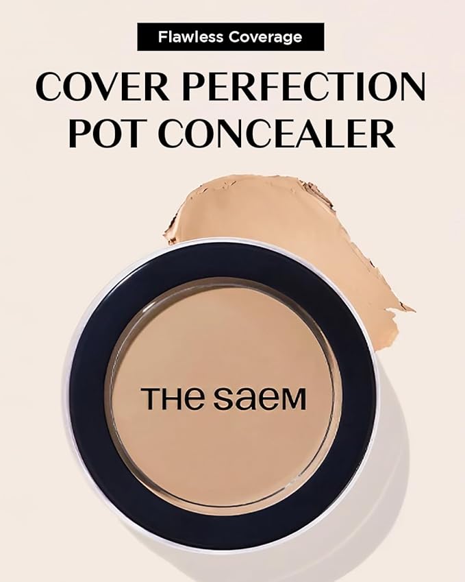 THESAEM Cover Perfection Pot Concealer 0.14oz - 01 Clear Beige for Fair to Medium Skin Tones - Single Pot Intensive Coverage Balm for Dark Circles, Blemishes & Imperfections - Korean Makeup