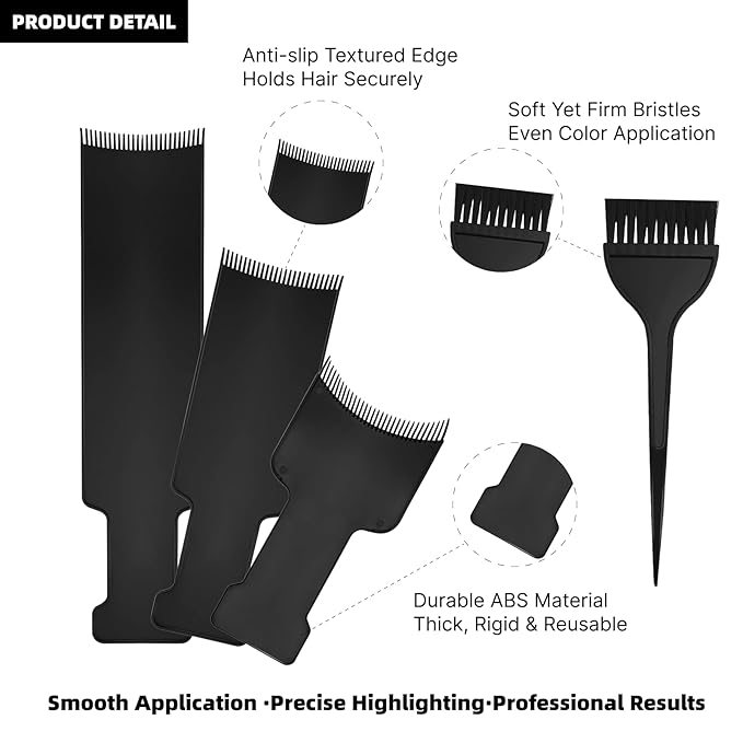 Coralys 8 PCS Hair Highlighting Kit, Balayage Boards with Teeth and Hair Dye Brush, Hair Bleach & Color Tools Set with Gloves, Ear Covers, Cape, and Shawl, Professional Highlight Kit for Salon