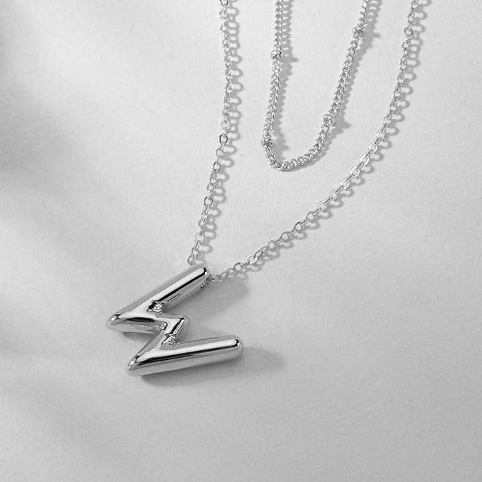 PANSHI Gold Initial Necklaces Gifts for Teen Girls Women Girlfriend Teen Girl Gifts Trendy Stuff Layered Bubble Letter Necklace Gold Jewelry Birthday Gift