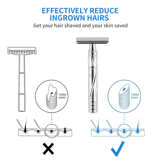 KAMPFE Double Edge Safety Razor Shaver Adopts CNC High-Precision Processing,Women and Mens razors for Shaving,30-degree Shaving Angled Head (aggress+++)