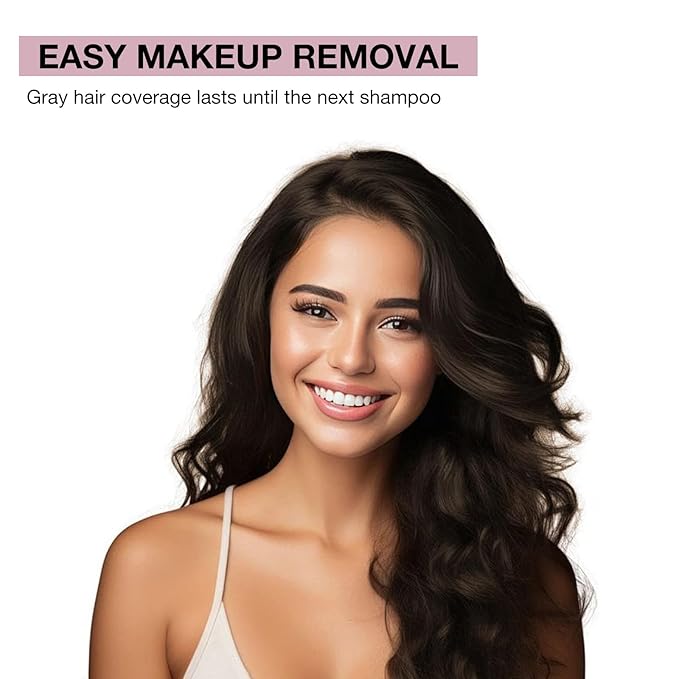 GEUUFEA Hair Mascara for Gray Hair, 3 In 1 Hair Color Concealer Stick with Precision Applicator, Temporary Hairline Filler, Multi-Purpose Mascara for Eyebrow and Beard（Dark Brown）