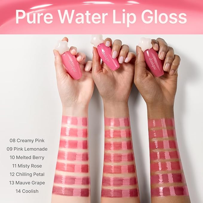 dasique Pure Water Lip Gloss #03 Honey Peach 0.09 oz | Variety of Colors | Dewy Gloss | Buildable Gloss Tesxture | Non-Sticky | K-beauty