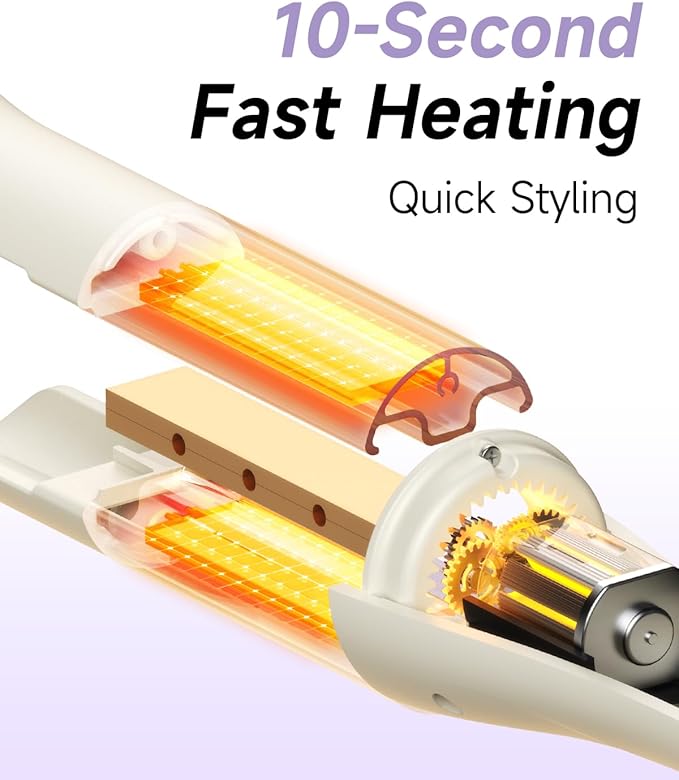3 in 1 Automatic Curling Iron, Hair Curlers with 3 Curling Barrels (1" - 1.25" - 1.5"), Rotating Curling Iron with 3 Temp, 2-Way Rotation, 10S Fast Heating, Anti-Scald, Dual Voltage, White