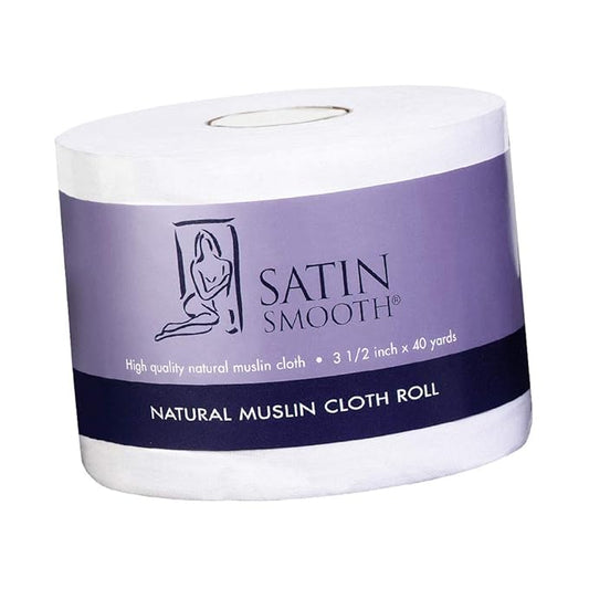 Satin Smooth Natural Muslin Waxing Strips – Muslin Roll, Cloth Wax Roll for Body & Face Hair Removal, 3.5 in x 40 yards