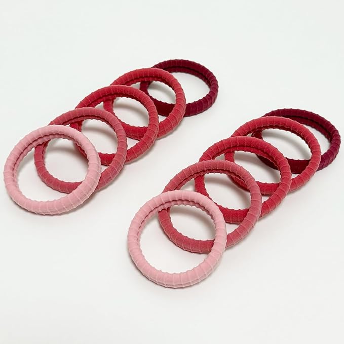 Jseng 10Packs Seamless Hair Ties for Women - Soft No Damage Elastic Hair Accessories for Thick Curly Hair - Pastel Pink