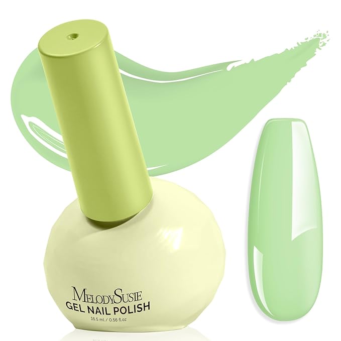 MelodySusie Highly Pigmented Gel Nail Polish, 0.56 Fl Oz Soak Off UV LED Green Gel Polish, Plant-Based Formula, 16.5ml Tilt-and-Stand Bottle, TPO & HEMA Free, Gift for Nail Art at Home & Salon