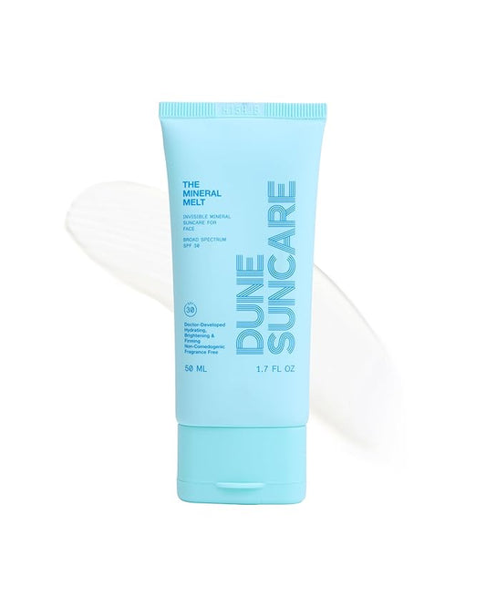 The Mineral Melt – Sheer Mineral Face Sunscreen SPF 30, Broad Spectrum, Fragrance-Free Sunblock – Hydrating, Anti-Aging, Brightening, Peptide-Packed, Award-Winning Formula (1.7 Fl Oz)
