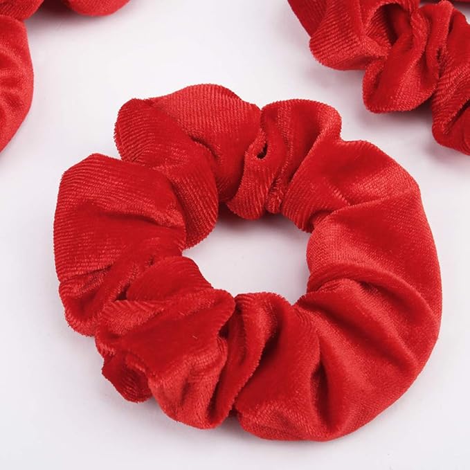 Didder 20 Pcs Solid Color Red Velvet Soft Hair Scrunchies Hair Ties for Women Girls Hair Accessories for Gift