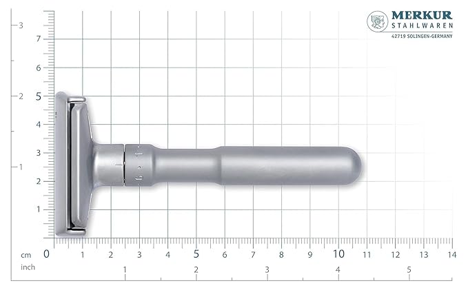 MERKUR FUTUR 700 Adjustable Double Edge Safety Razor - Matte Chrome, Adjustable Razor With Dial, Made in Germany, Plastic-Free, Snap-On Cap Design, Straight Bar