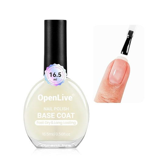 OpenLive 16.5ml Base Coat Nail Polish, Quick Dry Large Volume Base Coat, Color Lock Strengthen Nails for Women Salon DIY Nail Art