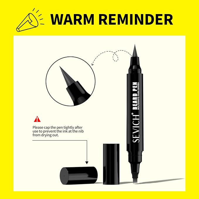 SEVICH Beard Pencil Filler for Men Black,Dual-Ended Beard Styling Tool with 4-Prong Fill Tip and 1-Prong Contour Tip for Natural Looking Beard,Waterproof & Sweatproof,Travel Size