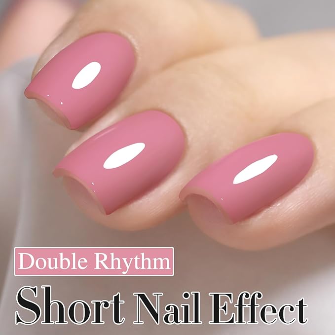 Double Rhythm Gel Polish 15ML Jelly Sheer Pastel Light Milky Color Pearl White Bottle 1 PC 0.5 OZ Full Size Nail Art Salon at Home (Pale Pink-D1470)