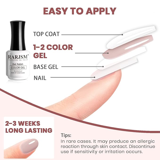 RARJSM Dirty Rose Nude Gel Nail Polish Pale Pink Purple Neutral Color Skin Tone Gel Polish 15ml Single Bottle Cream Mavue Gray Purple Transparent Sheer Polish Soak off UV LED Cured for Home Salon DIY