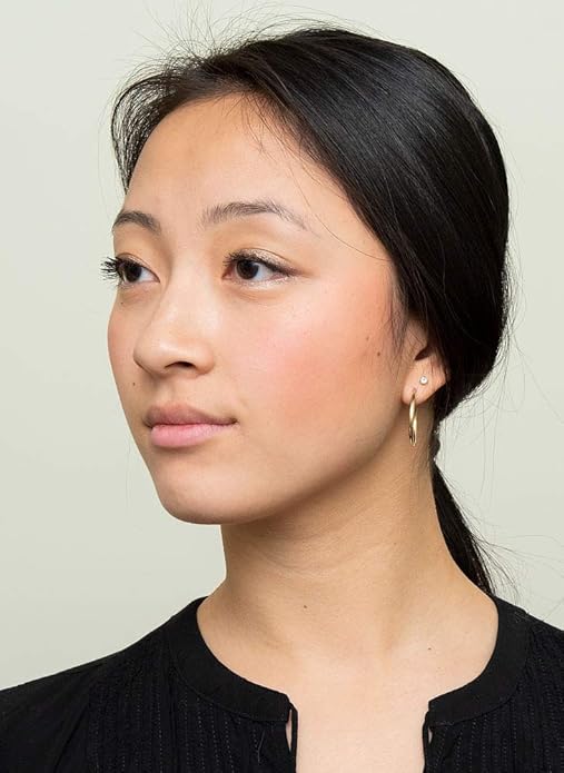 14K Gold Classic Real Hoop Earrings, (2mm Tube)