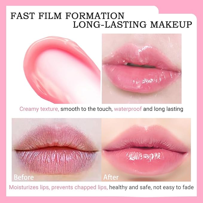BINGBRUSH 3Pcs Ph Lipstick Color Changing,Pink Crystal Jelly Flower Clear Mood Long Lasting Labiales Lip Care Moisturizer Lip Balm Korean Magic Lip Gloss 24 Hours Lip Tinted Stain Makeup Set for Women