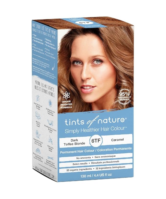 Tints of Nature 6TF Dark Toffee Blonde Permanent Hair Dye, Nourishes Hair and Covers Greys, Ammonia-Free, 4.4 fl oz