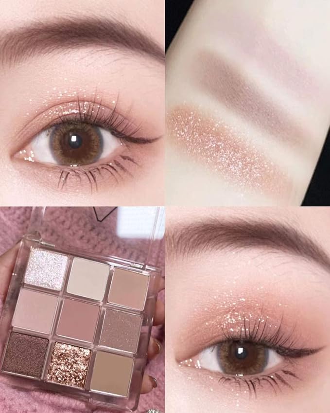 Kayswang 9 colors glitter eyeshadow palette makeup palette matte high pigment color cream texture natural eye shadow powder eye shadow palette in autumn and winter long lasting and waterproof (purple)