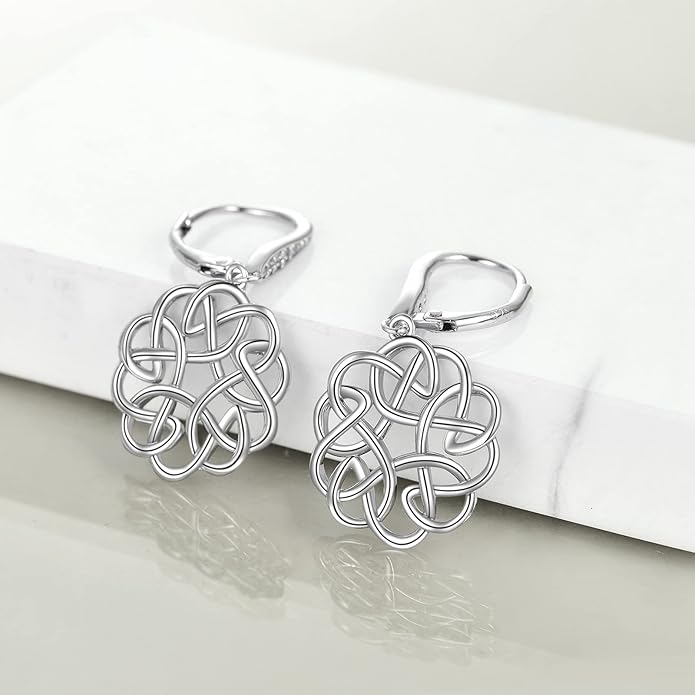 POPLYKE Celtic Filigree Teardrop Drop Dangle Earrings Sterling Silver Leverback Earrings Jewelry for Women