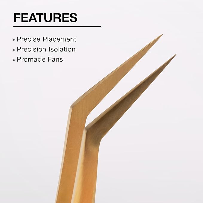 Curacoro Lash Tweezers - LashSmith 50° Long Tip Eyelash Tweezer for Isolation, Long Ultra-Firm Tip for Versatile Lashing Techniques