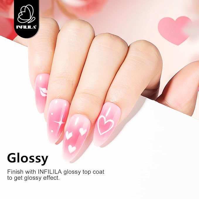 NXJ INFILILA Pink Gel Nail Polish, 15ml 0.51oz One-Stroke Coloring Light Pink Color, Hema Free Long Lasting High Gloss Soak Off UV Gel Polish Manicure Salon DIY for Girls SQ129