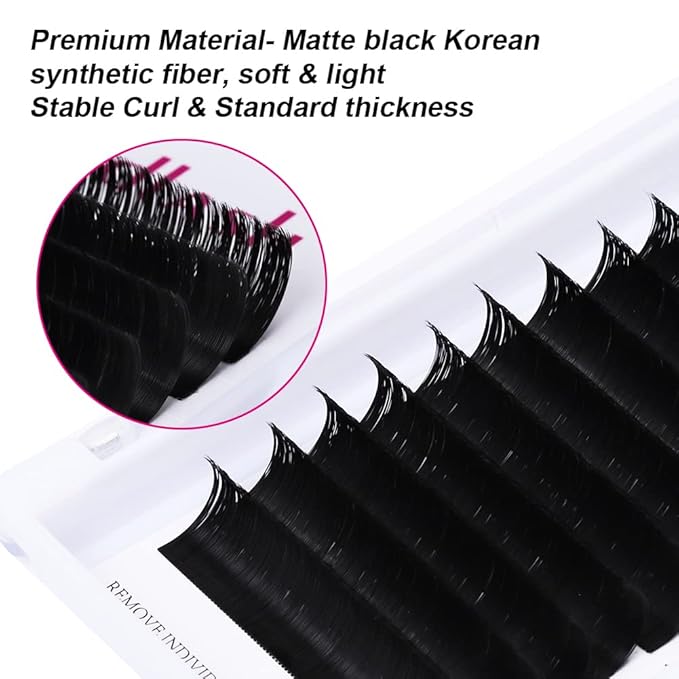 Mega Volume Lash Extensions 0.03-0.10mm C D CC DD L Curl 8-30mm Length Easy Fan Volume Lashes Self Fanning Eyelash Extensions 2D-20D (0.05-CC, 9-17mm Mix)