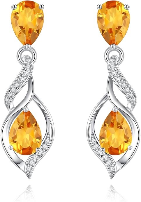 FANCIME Gift for Women Birthstone Earrings for Her Teardrop Birthstone Earrings S925 Sterling Silver infinity Love Birthday Gifts for Mom Women