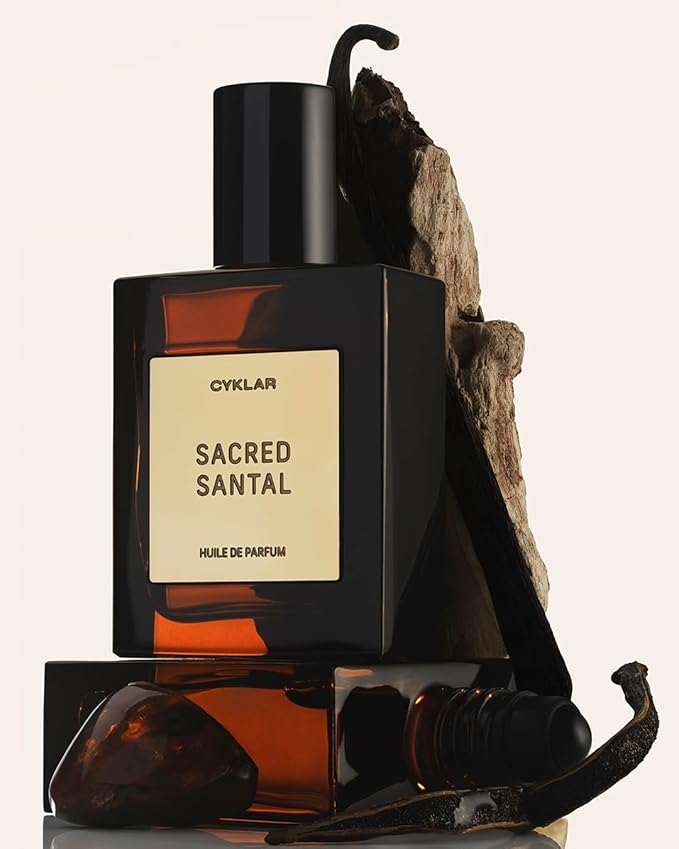 CYKLAR Perfume Oil Roll-on. Travel-Friendly Sacred Santal Fragrance with Bergamot, Amber, and Musk Notes. Long-Lasting Essential Oil Parfum for Women and Men. 0.5 Fl Oz Scented Rollerball Bottle