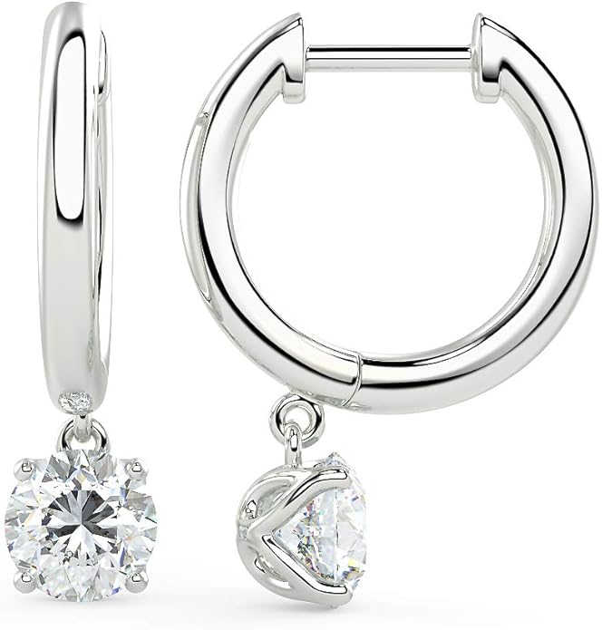 1/2 to 4 Carat Lab Grown Diamond Huggie Hoop Earrings for Women I 14k Gold Earrings (G-H, VS1-VS2, 0.50 to 4.00 cttw) Dangling Drop I Brilliant Cut Diamond Hoops by Carbon Atelier