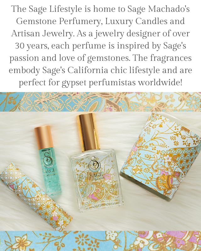 The Sage Lifestyle Turquoise Mini Spray, Grapefruit, Sandalwood, White Musk, Perfume for Women, Long Lasting, Clean Fragrance, Artisan, Summer Beach, Parfum, 1/2oz, Travel Size, Mini Perfume for Women