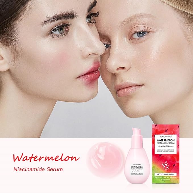 Watermelon Niacinamide Facial Serum,Pore Minimizer & Niacinamide Glow Serum,Makeup Primer,Lightweight Facial Serum & Priming Liquid Highlighter(60ml)