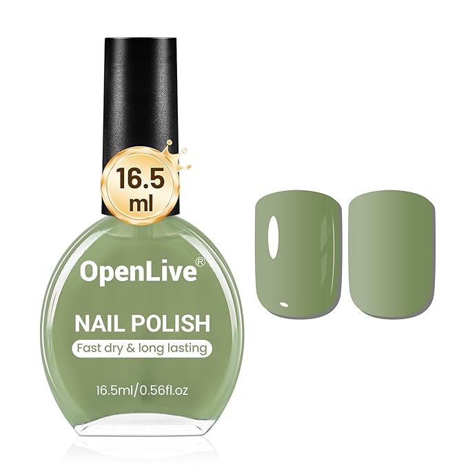 OpenLive 16.5ml Sage Green Nail Polish Large Volume Quick Drying Nail Polish, Fast Drying and Long Lasting Color Nail Art DIY Home Manicure Gift for Women