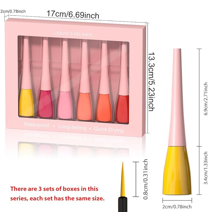 evpct 6Pcs Dark Red Purple Dark Green Light Green Sky Blue Liquid Eyeliner Set Waterproof Eye Liners for Women, Eyes Wing Colored delineador de ojos a prueba de agua contra el agua blanco para ojos