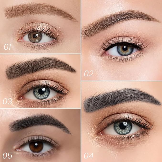 Kaely 2Pcs Eyebrow Pencils for Women, 4 Tip Magical Precise Waterproof Brow Pen, Microblading Eyebrow Contouring Pen, lapiz de cejas 3d Eye Brow Gel, 24h Smudge Proof, 01 Light Brown