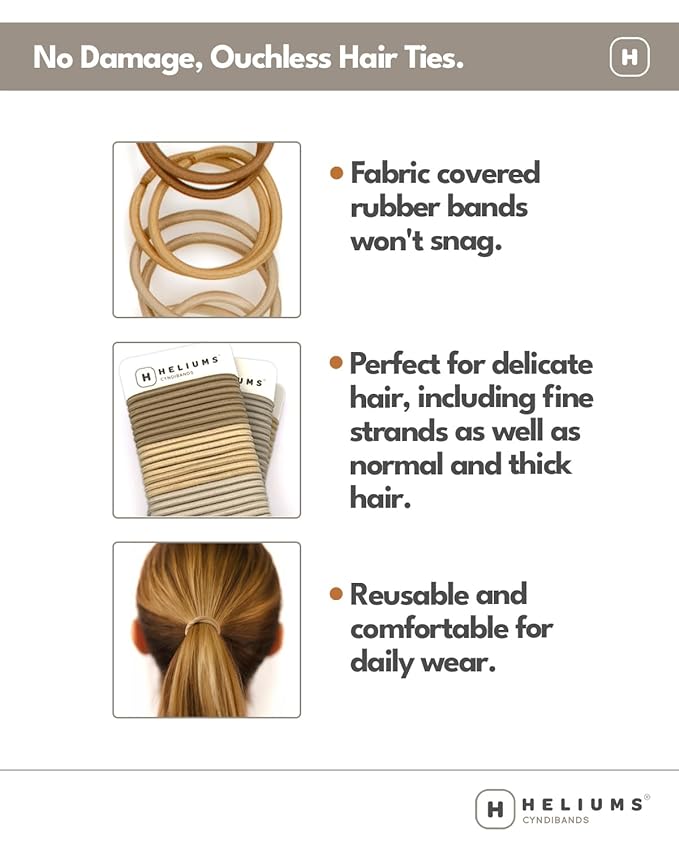 Cyndibands Elastic Hair Ties – Light Brown - No Damage 4mm Ponytail Holders for Women & Kids, 24-Pack Hair Elastics in Neutral Colors