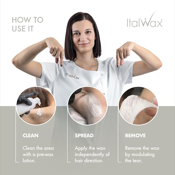 Italwax Top Line Crystal Hard Wax 1.65lb (750g) – Neutral White Ultra-Delicate Formula with No Fragrance or Colorants, Ideal for Reactive Skin & Facial Areas – Made in Italy