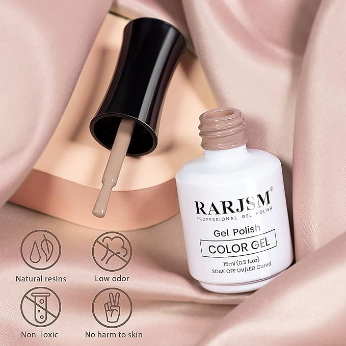 RARJSM Gel Nail Polish Nude Chocolate Brown Milky Gel Nail Polish Opaque Skin Tone 15ml 1 Piece Neutral Colors Soak Off UV LED Cured Nail GelPolish for Nail Art French Manicure Salon DIY Home