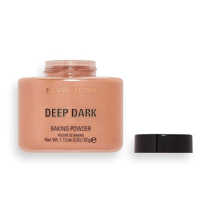 Revolution, Loose Baking Powder, Makeup Setting Powder, Long-Lasting Coverage, Mattifies & Reduces Shine, Deep Dark, 1.12 oz