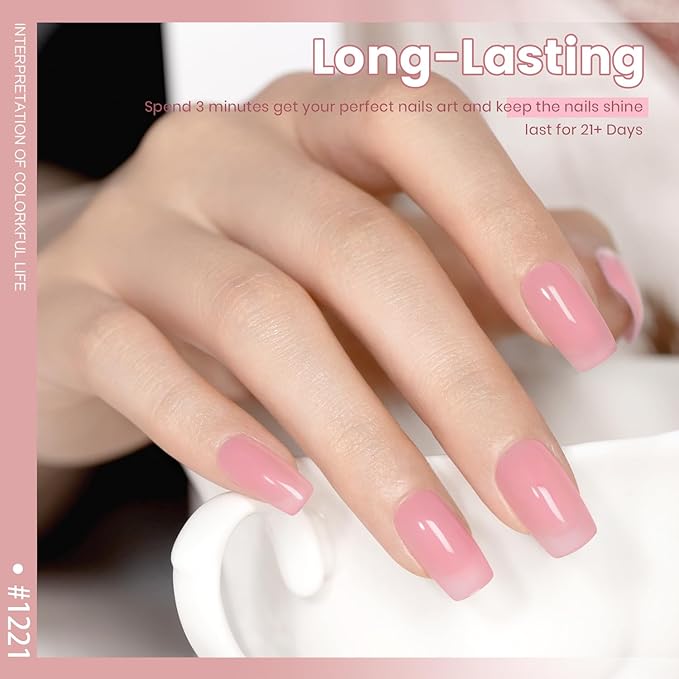 RARJSM Nude Gel Nail Polish Jelly Blush Pink Neutral Skin Tone Sheer Milky Creamy Glass Nudegel 1PC 15ml Single Bottle Transparent French Manicure Soak off UV LED Cured for Home Salon DIY