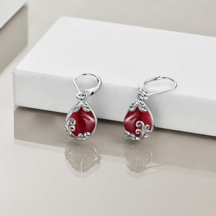 POPLYKE Celtic Filigree Teardrop Drop Dangle Earrings Sterling Silver Leverback Earrings Jewelry for Women