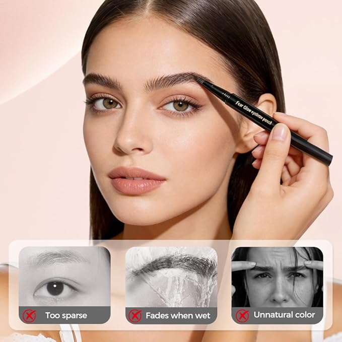 Eyebrow Dye for Men, Waterproof Magic Eyebrow Pencil, Beard Pencil Filler for Men, Waterproof Sweat Proof Long Lasting Eyebrow Makeup for Full, Defined Eyebrows (Black*2Pcs)