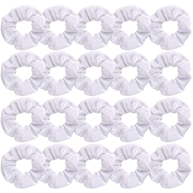 Didder 20 Pcs Hair Scrunchies Velvet Elastics Scrunchy Hair Ties White Soft Scrunchie Bobbles Ropes Scrunchie Solid color Hair Bands for Women Girls