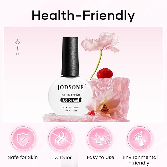 JODSONE Crystal Pink Gel Nail Polish 10ml Jelly Gel Polish Clear Nude Pink Nail Color Professional Finish Long-Lasting Low Odor Need U V Lamp Curing