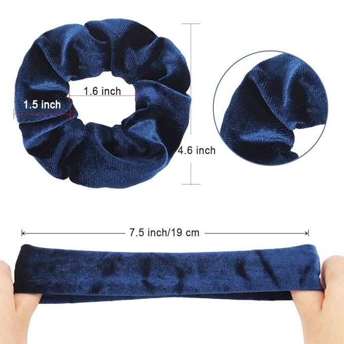 20Pcs Didder Velvet Scrunchies: Soft Elastics Hair Ties in Dark Blue, Bobbles Ropes Hair Bands for Women and Girls