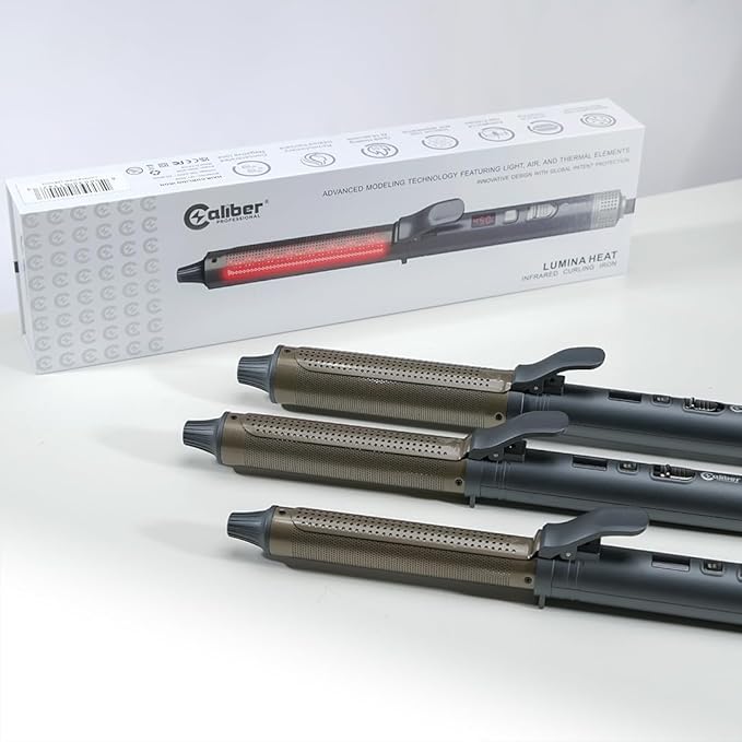 Caliber Lumina Heat Professional Infrared Curling Iron with Digital Temperature Control, 3 Sizes (1-1/8 inch (28mm))