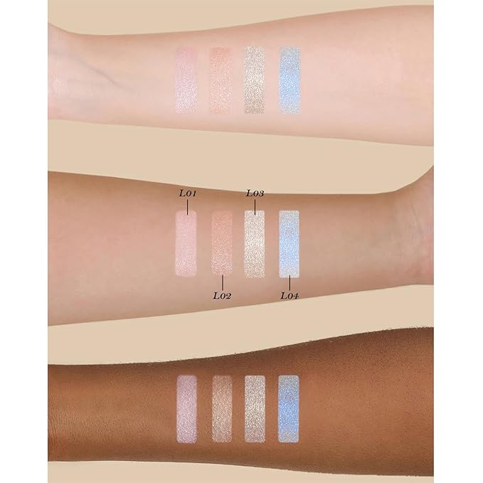Flower Knows Little Angel Embossed Highlighter - Moonlight White Highlighter Powder,Long-Lasting Moonlight Glow,Creamy White&Subtle Warm Shimmer,Velvet & Weightless Finish(L03 Chanting Anthem)