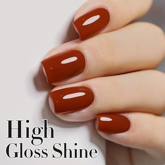 Double Rhythm Gel Polish 15ML Jelly Sheer Pastel Light Milky Color Pearl White Bottle 1 PC 0.5 OZ Full Size Nail Art Salon at Home (Deep Brown Red-D1455)