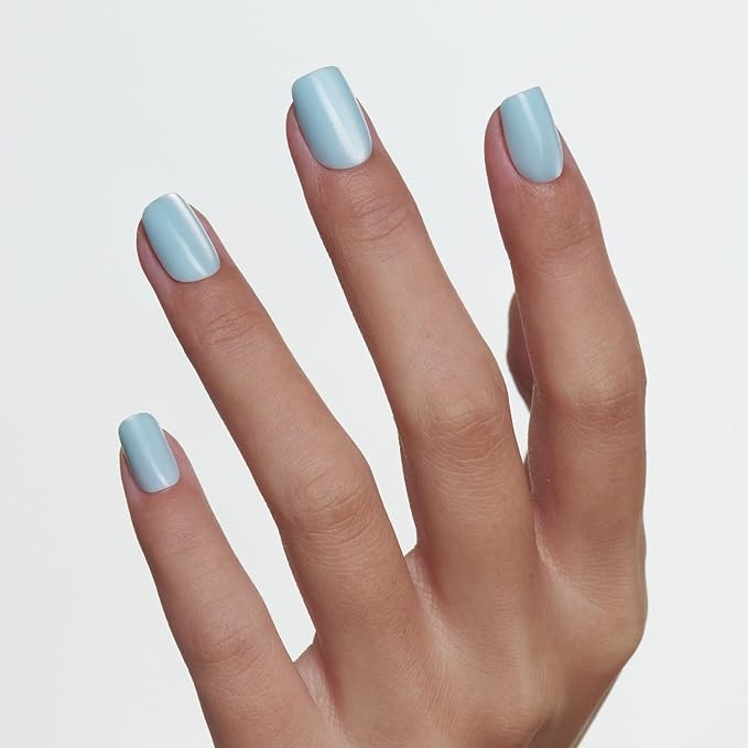 LAMIMOSA 32Pcs Cat Eye Press On Nails Short Square, Blue Nail Kit, Soft Gel Fake Nails in 16 Sizes, Reusable Glue on Nails, AQUAMARINE QUARTZ
