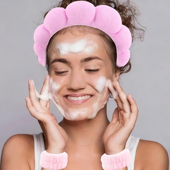 Aprince Spa Headbands and Wristbands Set Bulk 27Pcs, Terry Cloth Headbands for Washing Face, Skincare Makeup Headband for Women Girls, Puffy Padded Cloud Headband Soft Absorbent Wrist Towels