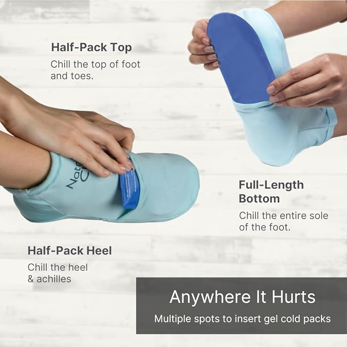 NatraCure Cold Therapy Socks - Reusable Gel Ice Frozen Slippers for Feet, Heels, Swelling, Edema, Arch, Chemotherapy, Arthritis, Neuropathy, Plantar Fasciitis, Post Partum Foot - Size: Large